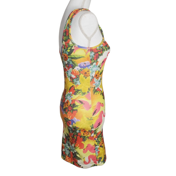 Iron Fist Hellwaiin Holiday Tropical Flamingo Skull Bodycon Dress Sz. Small - Picture 5 of 8